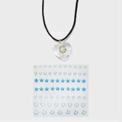 Acrylic Heart With Face Gems Pendant Necklace - Wild Fable™ Clear/Black -Herday Fashion GUEST ca457857 1529 4ac6 9d87 da58567db6f6