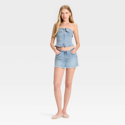 Women's Zip-Front Denim Tube Top - Wild Fable™ 4 Women's Zip-Front Denim Tube Top - Wild Fable™ - Image 2