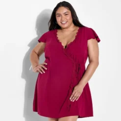Women's Lace Trim Wrap Mini Dress - Wild Fable™ Burgundy 9 Women's Lace Trim Wrap Mini Dress - Wild Fable™ Burgundy -Herday Fashion GUEST d1341d07 3b23 4e77 b5ff 48380b59e17b