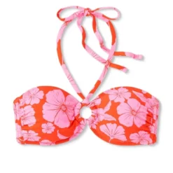 Women's Ring Front Halter Bandeau Bikini Top - Wild Fable™ Orange/Pink Tropical Print -Herday Fashion GUEST d1905273 b2a6 439b 9737 e0b672705247