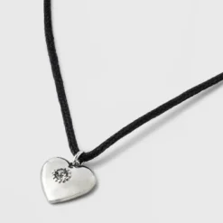 Heart Cord And Ear Pendant Necklace Set 2pc - Wild Fable™ Black/Silver -Herday Fashion GUEST d21bf26e 66d0 4201 a3dc 3dd23f5d78d5