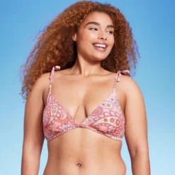 Women's Shoulder Tie Bralette Bikini Top - Wild Fable™ Peach Paisley Print -Herday Fashion GUEST d48c23a4 3eac 4455 bcf3 1b1eb0e81c73