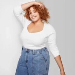 Women's Long Sleeve Sweetheart Neck Seamless Shirt - Wild Fable™ -Herday Fashion GUEST d5841338 f6ad 40ab b94e d1c5f30a2f50