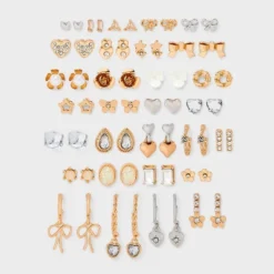 Flower Bow And Heart Earring Set 30pc - Wild Fable™ Gold 7 Flower Bow And Heart Earring Set 30pc - Wild Fable™ Gold -Herday Fashion GUEST d97d6ecf 0783 432c 980d 686a69e1147d