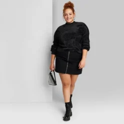 Women's Mock Turtleneck Fuzzy Boxy Pullover Sweater - Wild Fable™ -Herday Fashion GUEST dac4ec88 3f36 4c0d 8a33 ef10bce9c656