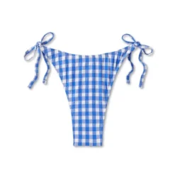Women's Side-Tie Ultra High Leg Super Cheeky Bikini Bottom - Wild Fable™ Cobalt Blue Gingham Print -Herday Fashion GUEST e36e10f3 b0b0 426d b3a5 7d62e3ea5608