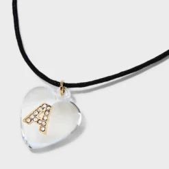 Acrylic Heart With Face Gems Pendant Necklace - Wild Fable™ Clear/Black -Herday Fashion GUEST e855ce8a bbaf 4d84 944d 12e6bb198559