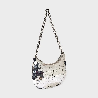 Slouchy Sequin Hobo Shoulder Handbag - Wild Fable™ Silver 5 Slouchy Sequin Hobo Shoulder Handbag - Wild Fable™ Silver - Image 3