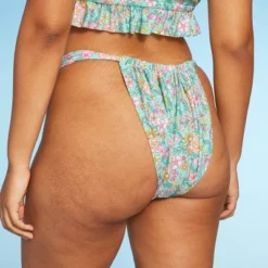Women's Wide Strap Adjustable High Leg Bikini Bottom - Wild Fable™ Green Floral Print -Herday Fashion GUEST eb08b05e ba88 48b9 82e5 5ca2039cea18