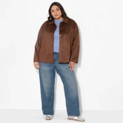 Women's Pointed Collar Faux Suede Chore Coat - Wild Fable™ Brown -Herday Fashion GUEST ebe5d702 dd5a 4e2d 84eb 98bdce338fac
