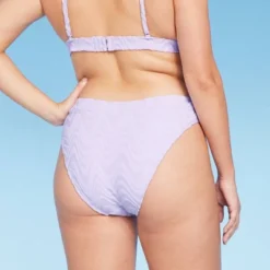 Women's Wavy Terry Textured Mid-Waist Ultra High Leg Cheeky Bikini Bottom - Wild Fable™ Lilac Purple -Herday Fashion GUEST ed20528a ebb7 41db adea 102eafbebe9c