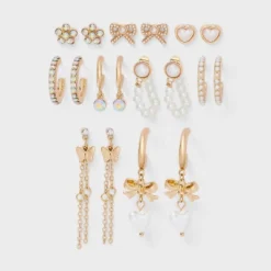 Bow Butterfly And Faux Pearl Earring Set 9pc - Wild Fable™ Gold 7 Bow Butterfly And Faux Pearl Earring Set 9pc - Wild Fable™ Gold -Herday Fashion GUEST ef3eb79b 00a4 485e ad4e 4c5cc0f2594e