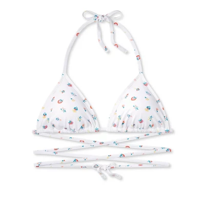 Women's Floral Print Strappy Triangle Bikini Top - Wild Fable™ White 7 Women's Floral Print Strappy Triangle Bikini Top - Wild Fable™ White - Image 5
