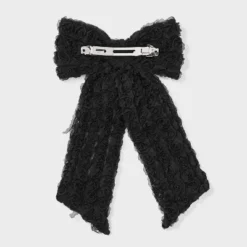 Lace Bow Hair Barrette Clip - Wild Fable™ Black: Fashion Hair Accessory, Polyester And Iron, All Hair Types