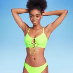 Women's Lace-Up Longline Bikini Top - Wild Fable™ Neon Green -Herday Fashion GUEST f9fcfbe4 6614 4935 8025 c3c0969c709c