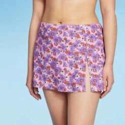 Women's Side-Slit Skirt Swimsuit Cover Up - Wild Fable™ Purple Floral Print -Herday Fashion GUEST fe99e684 895a 494d aeaa 0b3c5212dbec